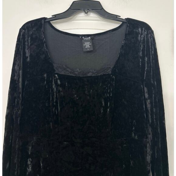 Cosmic Aura Black Velvet Asymmetrical Lace Trim Mini Dress 14/16 (1) Whimsigoth - Picture 9 of 16